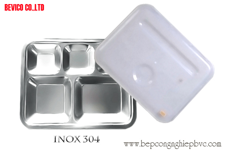 Khay com inox 5 ngan 304