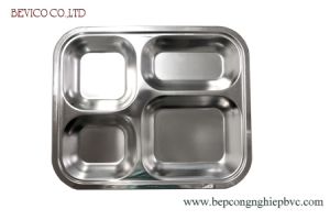 Khay inox 4 ngan size nhỏ (mã 252120) | Inox 201 | KT: 25 x 21 x 2cm