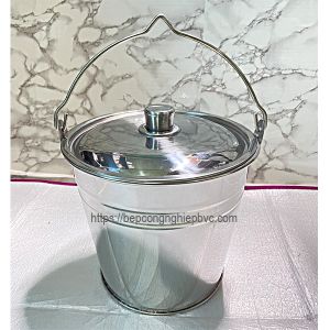 Xô inox 304 có nắp đậy | Size: 18cm, 20cm, 25cm, 27cm, 30cm