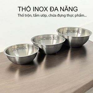 Thố trộn inox 430 | 3 size : 20cm, 24cm, 28cm | Sử dụng đa năng