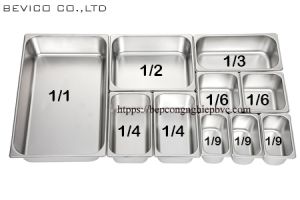 Khay inox đựng thực phẩm có nắp (nhiều size) | 1/1, 1/2, 1/3, 1/4, 1/6, 1/9