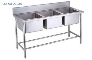 CHẬU RỬA INOX 3 NGĂN, KT: 180 x 75 x 80/90 CM