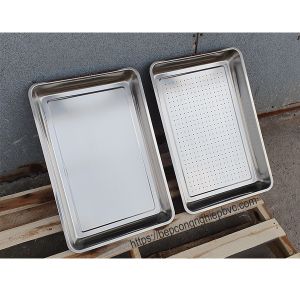 Khay inox 40x60x7cm (khay kín & khay đục lỗ) |  Khay dùng cho tủ hấp cơm, khay đựng thực phẩm, khay đựng phụ tùng ...